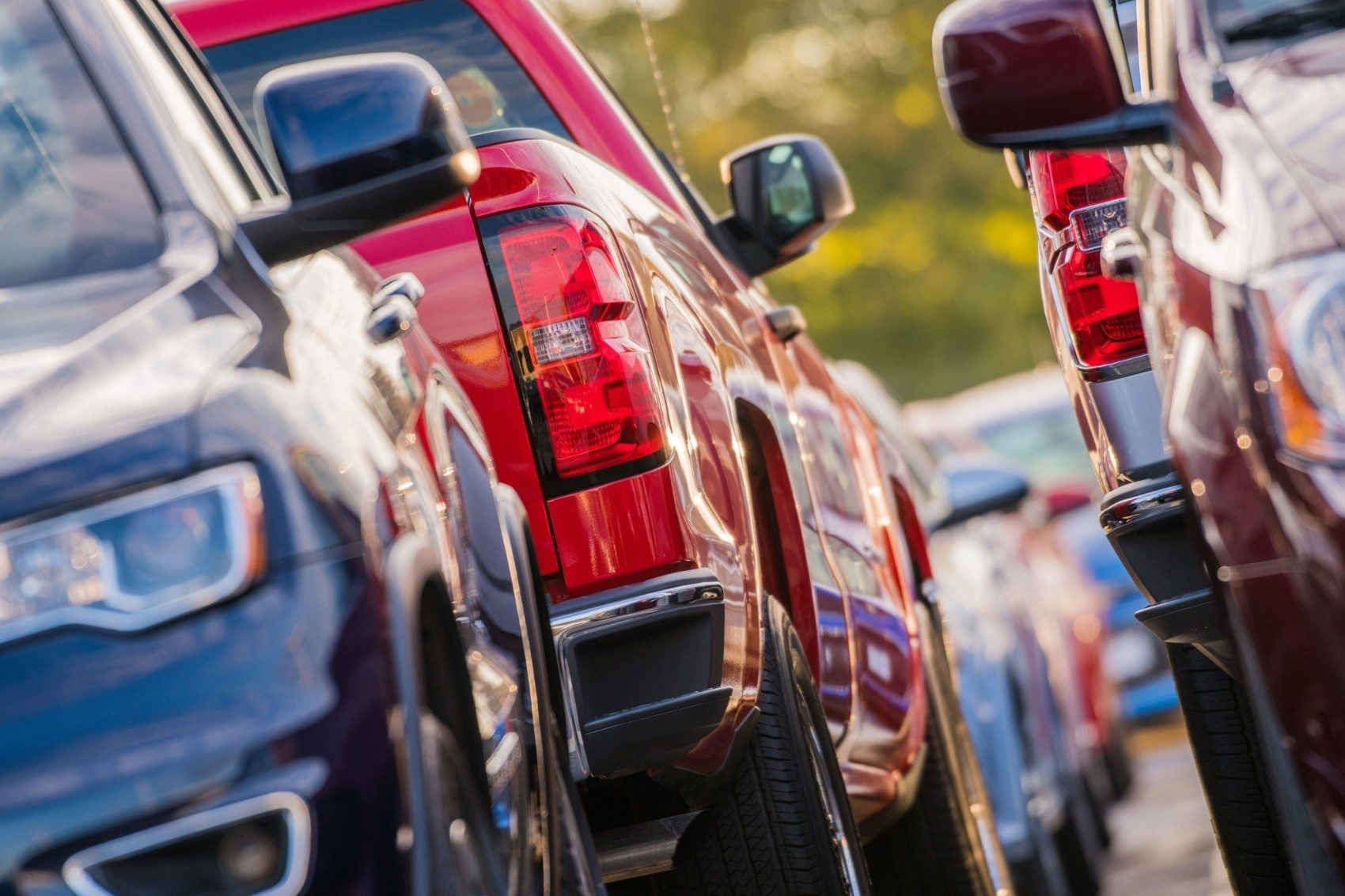 cars trucks in lot