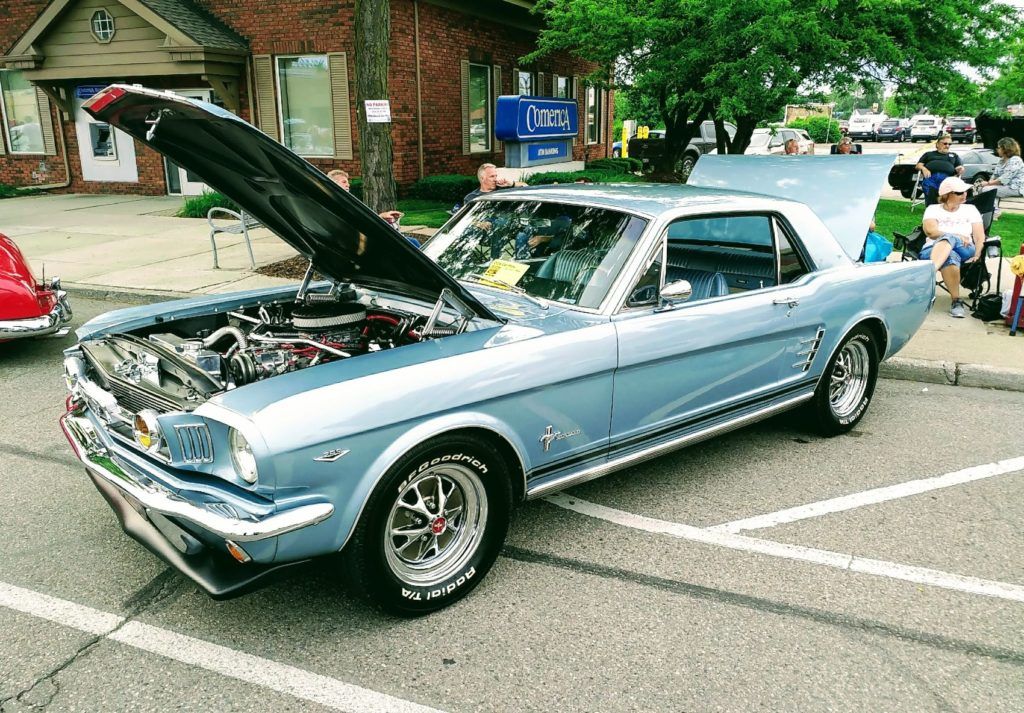 A classic Ford Mustang basks in the evening sun during the Allen Park Downtown Development Authority’s Classic Car Show on June 19th 2019. The annual show, held in Allen Park, Michigan, brings in collectors and car enthusiasts from all walks of life. 