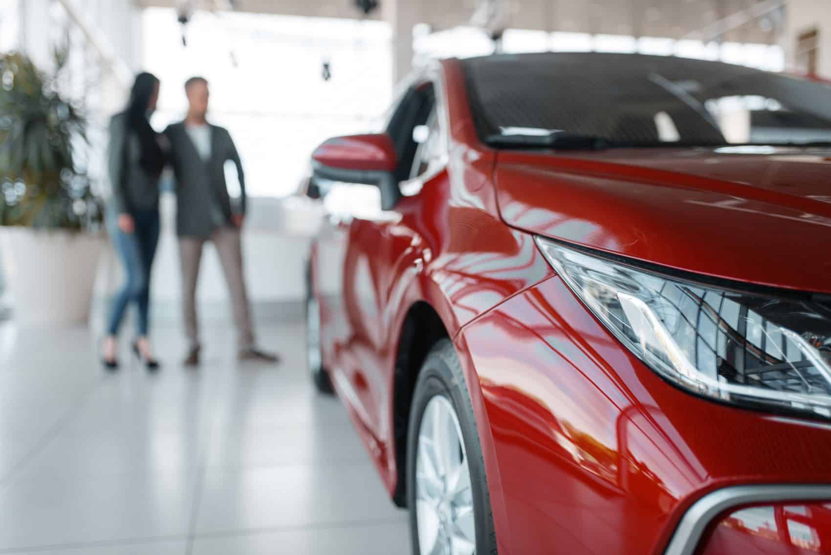 Red car vehicle showroom